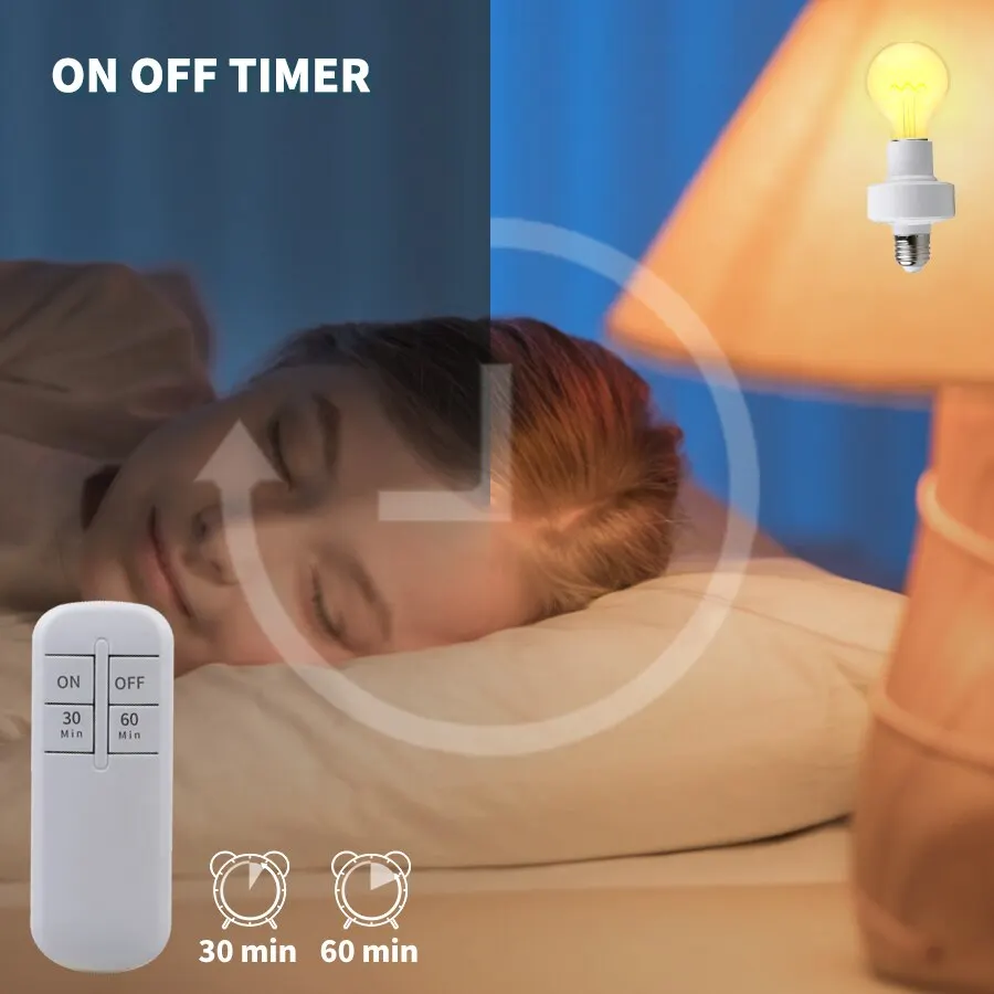 Wireless Remote Control Smart Timer Switch E27 Lamp Holder 220V House Multi Light Switch Baby Room Bedroom 30/60min Timer Switch