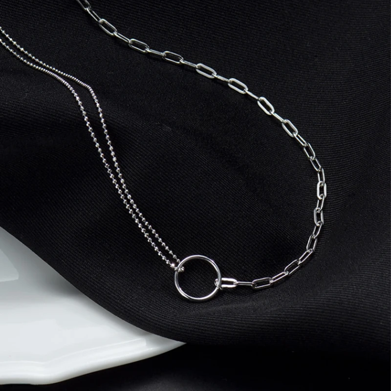 925 Sterling Silver Ring Necklace Simple and Fashionable Round Bead Collar Chain Women\'s Neckchain Wedding Jewelry Holiday Gift