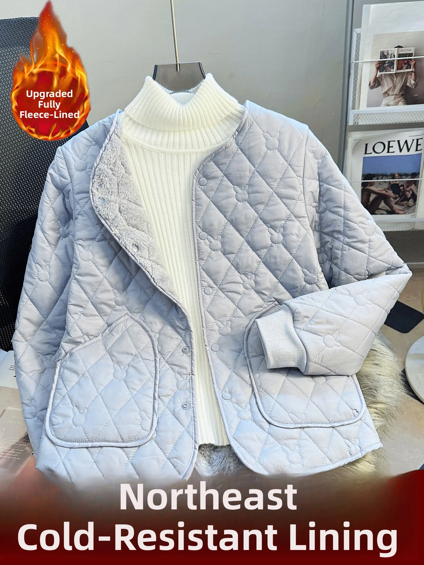 

Women's Thiened down Cotton Jaet Inner Wear V-Ne Long Sve Warm Base Layer Clothing Commute Sle Simple Design