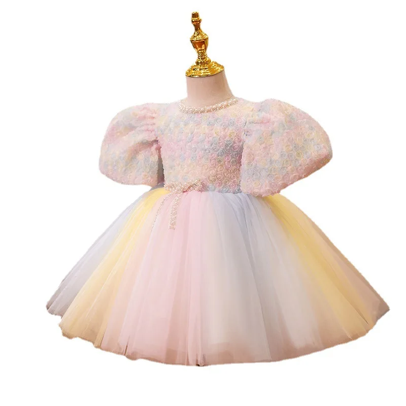 Robe de spectacle de piano gonflée pour fille, robe de princesse, anniversaire, nouveau, 2021