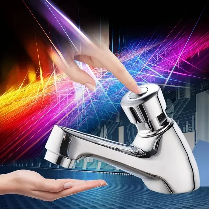 Face Basin Self Closing Water-saving Faucet Bathroom Basin Cold Water Faucet Delay Button Section Faucet Bathroom Accessories