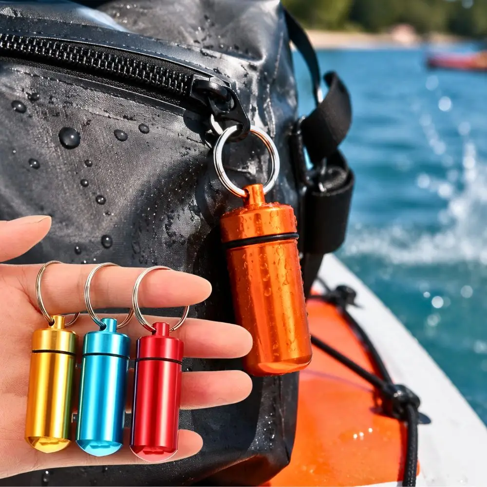 1/3pcs Random Color Aluminum Pill Container Waterproof Mini Keychain Medicine Storage Bottle YMY