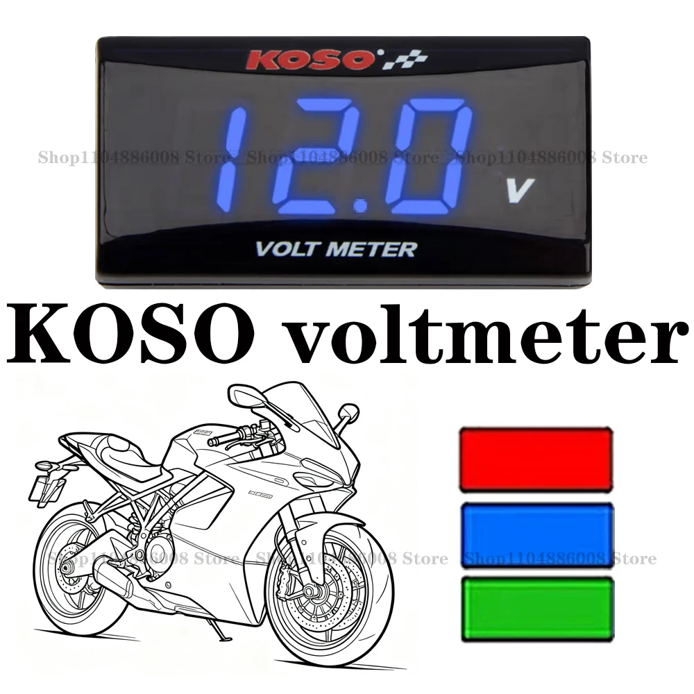 

KOSO Motorcycle Mini Voltage Meter Voltmeter 0-20V LED Digital Display Waterproof Voltage Tester Modified Accessories