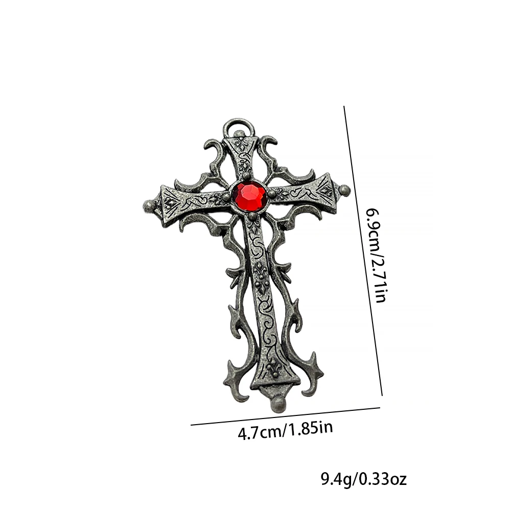 2 pezzi di accessori hip-hop con ciondolo croce intarsiata cava punk retrò, collana fai da te e accessori chiave