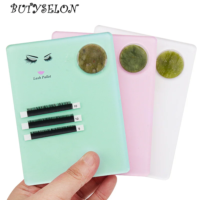 1pcs Acrylic Jade Stone Eyelash Extension Plate Tray Lash Lifting Holder Glue Pallet Board Stand Pad Makeup Tool Beauty Supplies
