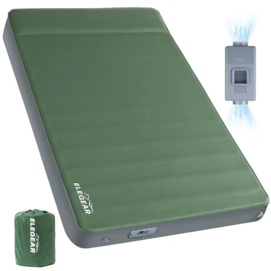 

Надувной коврик CumbreX Air Foam с электрическим насосом, 4-слойный ультратолстый матрас из пены с эффектом памяти для кемпинга с подушкой, двойной