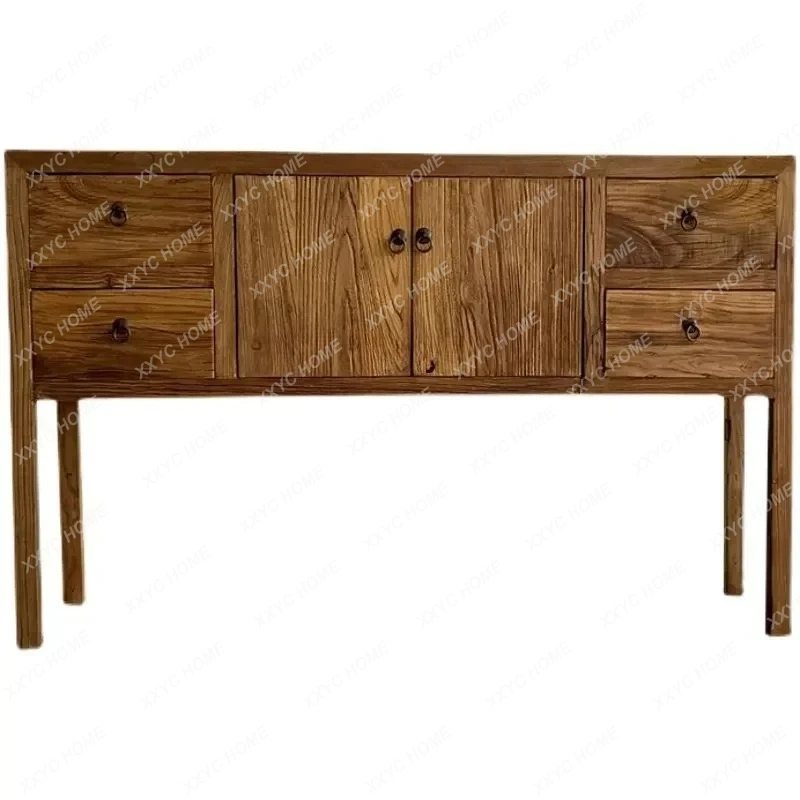 Chinese Style Old Elm Entrance Cabinet Wall Porch Hallway Weathering Solid Wood Buddha Cabinet for Table Cabinet