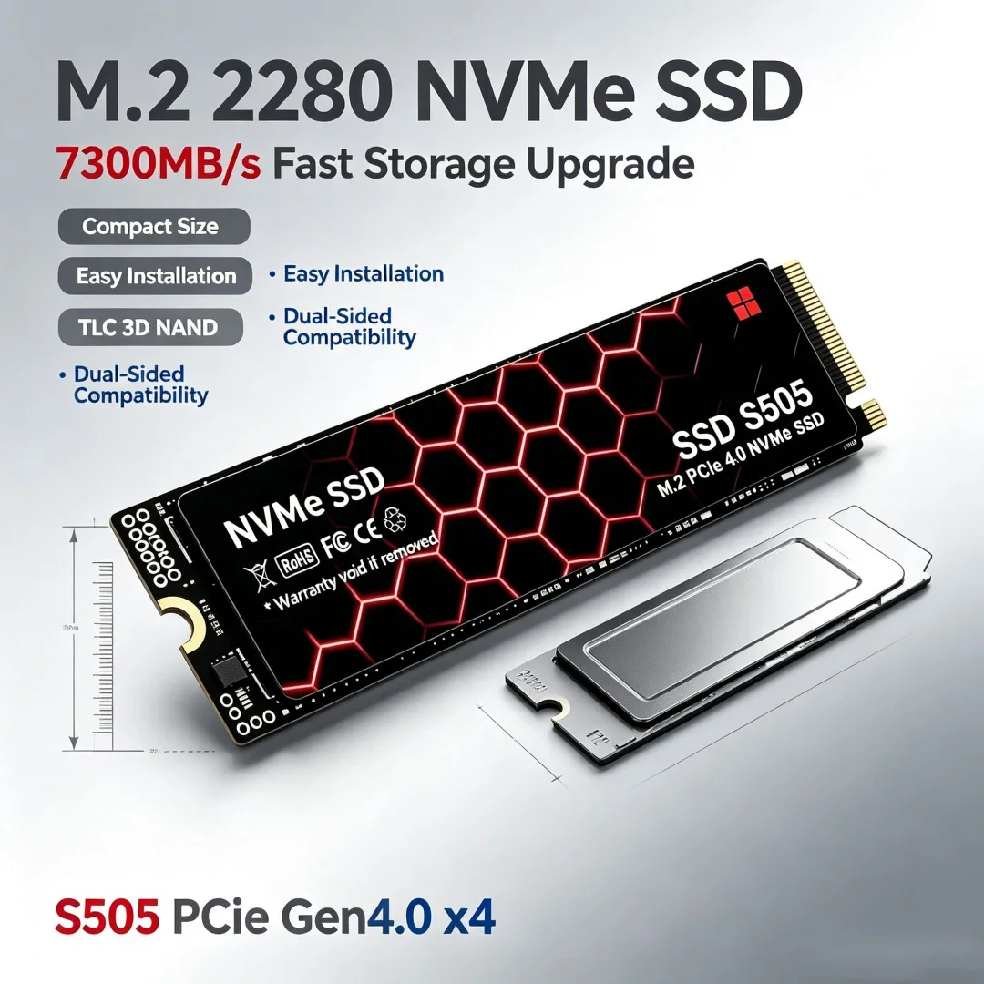 S505 SSD NVMe M2 PCIe4.0 NVMe SSD 1TB 2TB PCIe4.0 500g 4TB Hard Drive Hard Drives Hdd Disk Hd for Laptop Desktop PS4 PS5