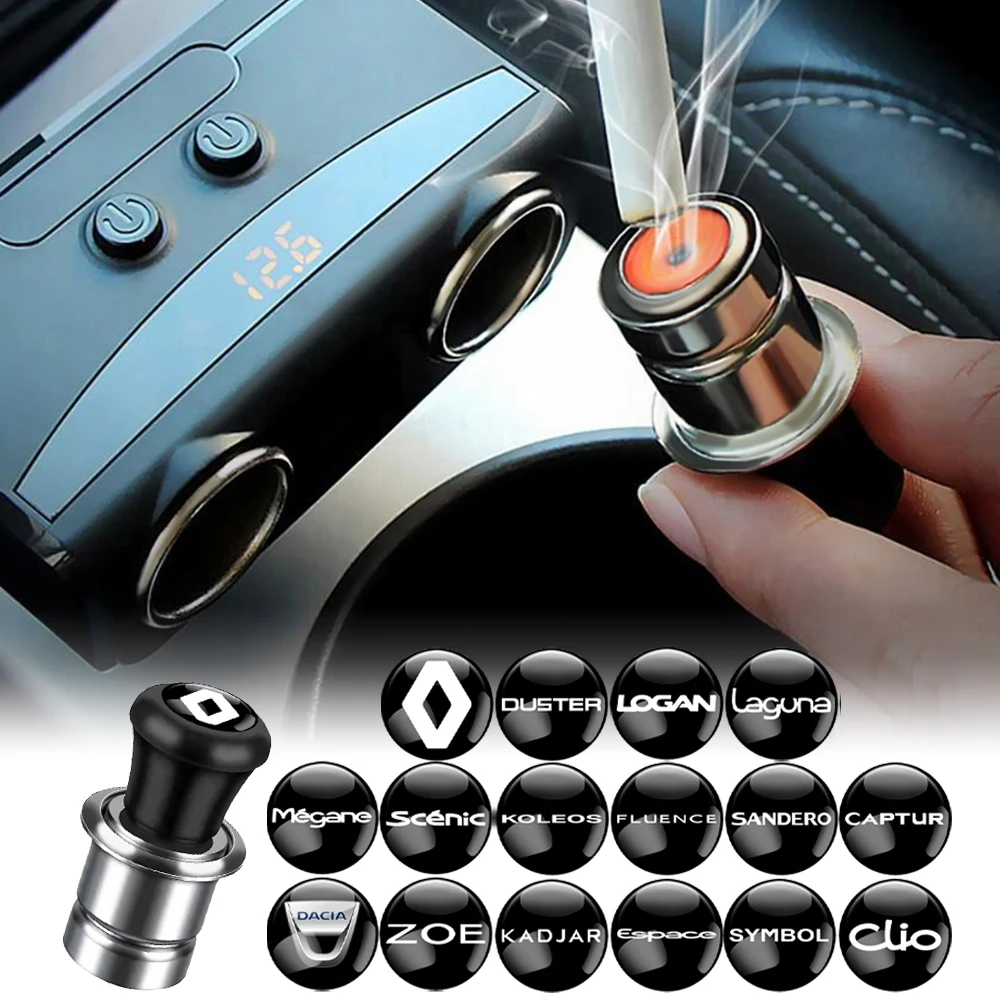 Car Cigarette Lighter Auto Badge Cigar Lighter Adapter For Renault Duster Clio DACIA 3 Twingo Logan Sandero Modus V60 XC40 S80
