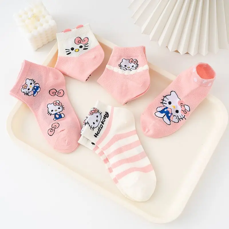 Sanrio Hello Kitty skarpetki dziecięce słodkie kawaii dziewczyny kreskówki anime słodkie kt kot dziewczyna skarpetki do połowy łydki czystej bawełny