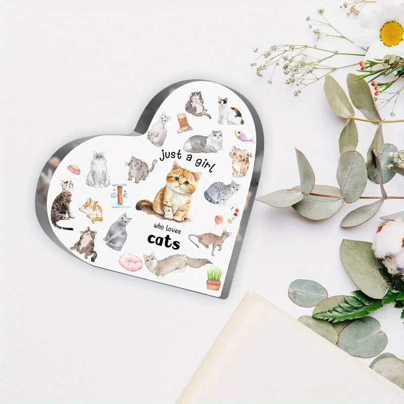 ديكور أكريليك لمحبي القطط - هدية مثالية للنساء/الفتيات، ديكور منزلي/مكتب متعدد الاستخدامات (أيام الميلاد/الأخوات/المعلمين) #4