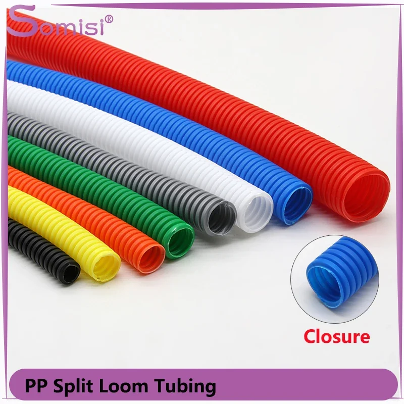 1/5/10M PP Insulated Cable Sheath ID 7.5mm-34.5mm Closure Cable Protection Convoluted Wire Cover Flexible Split Loom Tubing