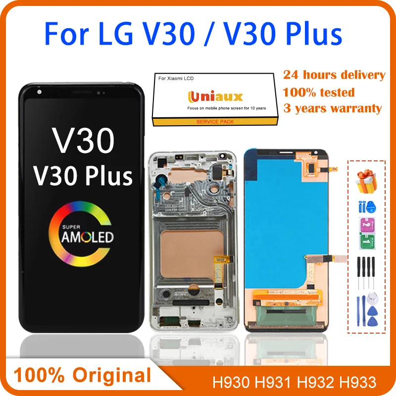 Pantalla OLED Original de 6,0 pulgadas para LG V30, repuesto de digitalizador de pantalla táctil, LCD, H930, H931, H932, VS996, US998, V30 Plus