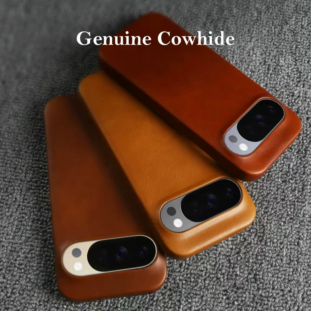 

Oil Wax Genuine Leather Business Thin Phone Case for Google Pixel 10 9 Pro XL 8 8A 7 7A 6 6A Pro Vintage Retro Back Cover Capa