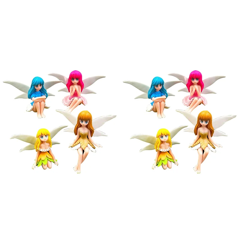 

A43T Miniature Fairy Figurines - 8Pcs Small Flower Fairies Ornaments Resin Mini Fairy Figurines Tiny For Fairy Garden Decor