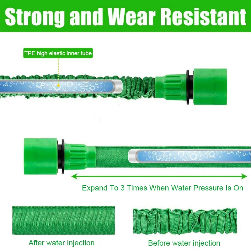 25FT-200FT Expandable Garden Watering Hose High Pressure Car Wash Magic Flexible Water Hose Jardin Irrigation Cleaning Tools