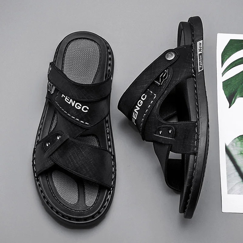 Sepatu sandal pria, sepatu Fashion pria ringan kasual Flip Flop dalam ruangan taman luar ruangan pantai Non-slip pria sandal kali kecil sepatu Tracing