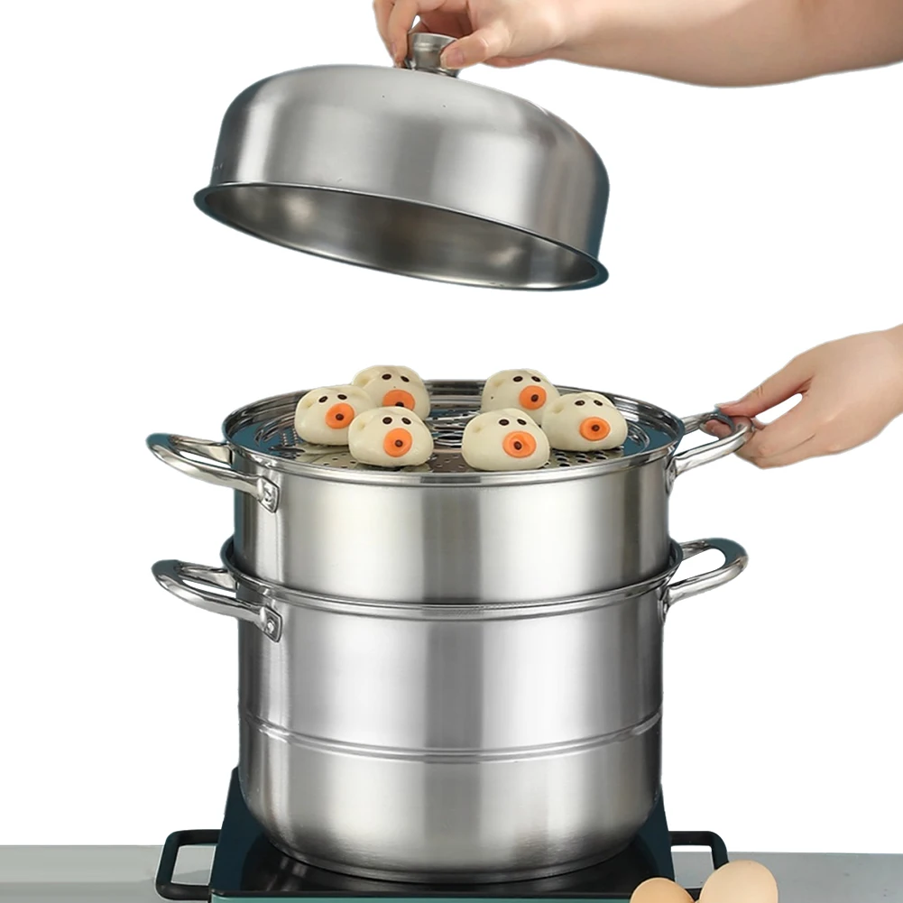 

Пароварка из нержавеющей стали с корзиной для приготовления на пару, кастрюля для супа с ручкой, посуда для кухни