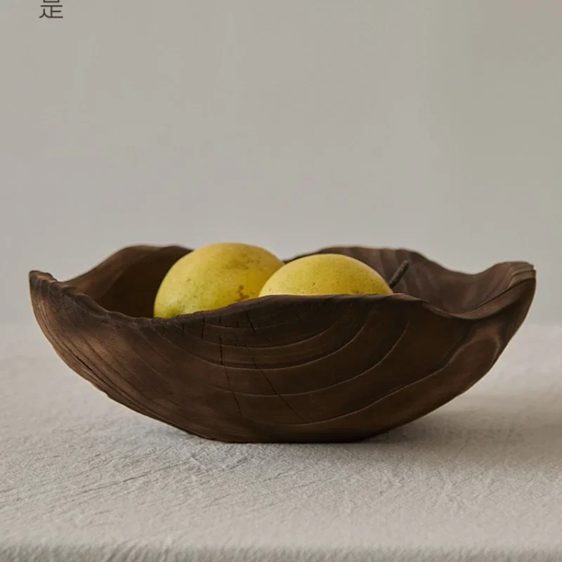 Wabi Sandy Wooden Scalloped Bowl Rustic Kitchen Decor Wood Natural Grain Finish Fits Bread, Fruits, Candle