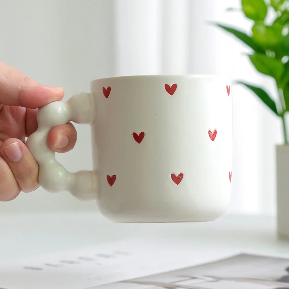 Contrast Color Heart Ceramic Mug Cups Creative Handgrip 360ml Porcelain Homehold Drinkware Breakfast Milk Coffee Chocolate Mugs