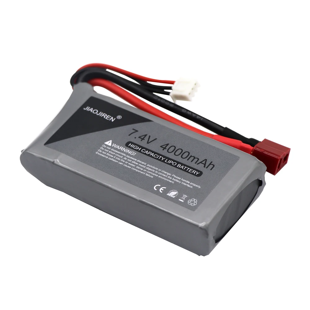7.4V 4000mAh RC LiPo แบตเตอรี่และชุดชาร์จสําหรับ Wltoys 12428 12423 RC รถ feiyue 03 Q39 อะไหล่ 2 S 7.4V ความจุสูงรถแบตเตอรี่