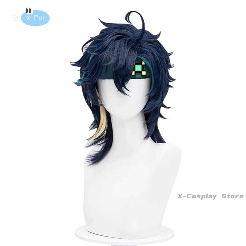 Genshin Impact Kinich Cosplay Wig Kinich 38cm Blue Green Gradient Hair Turnfire Hunt Cosplay Natlan Halloween Party Women Men