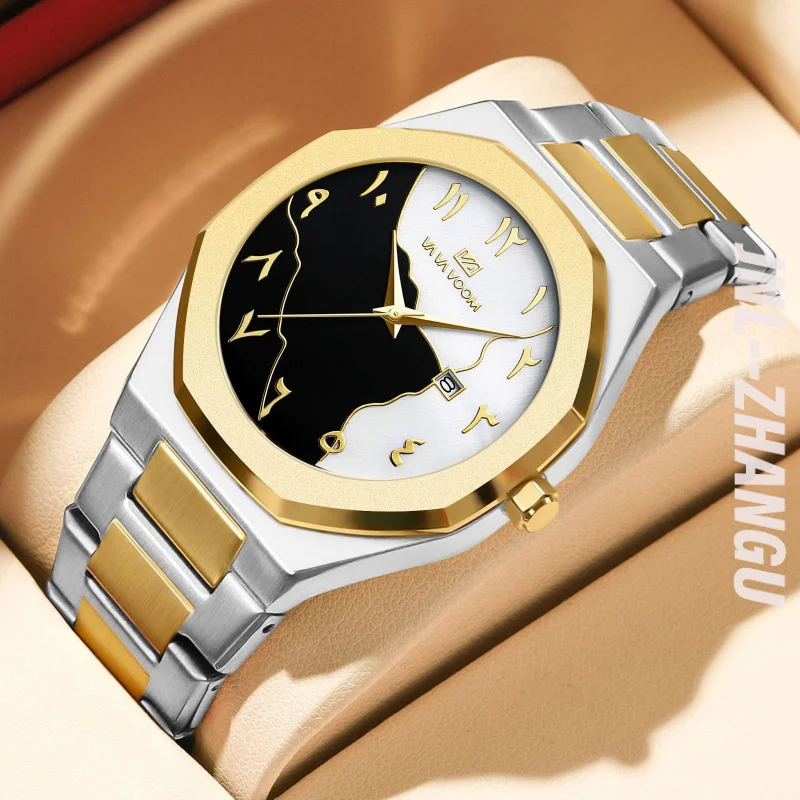 Custom Wristwatch Manufacturer OEM Stainless Steel Fashion Luxury Men Arabic Numbers Dial Watch
