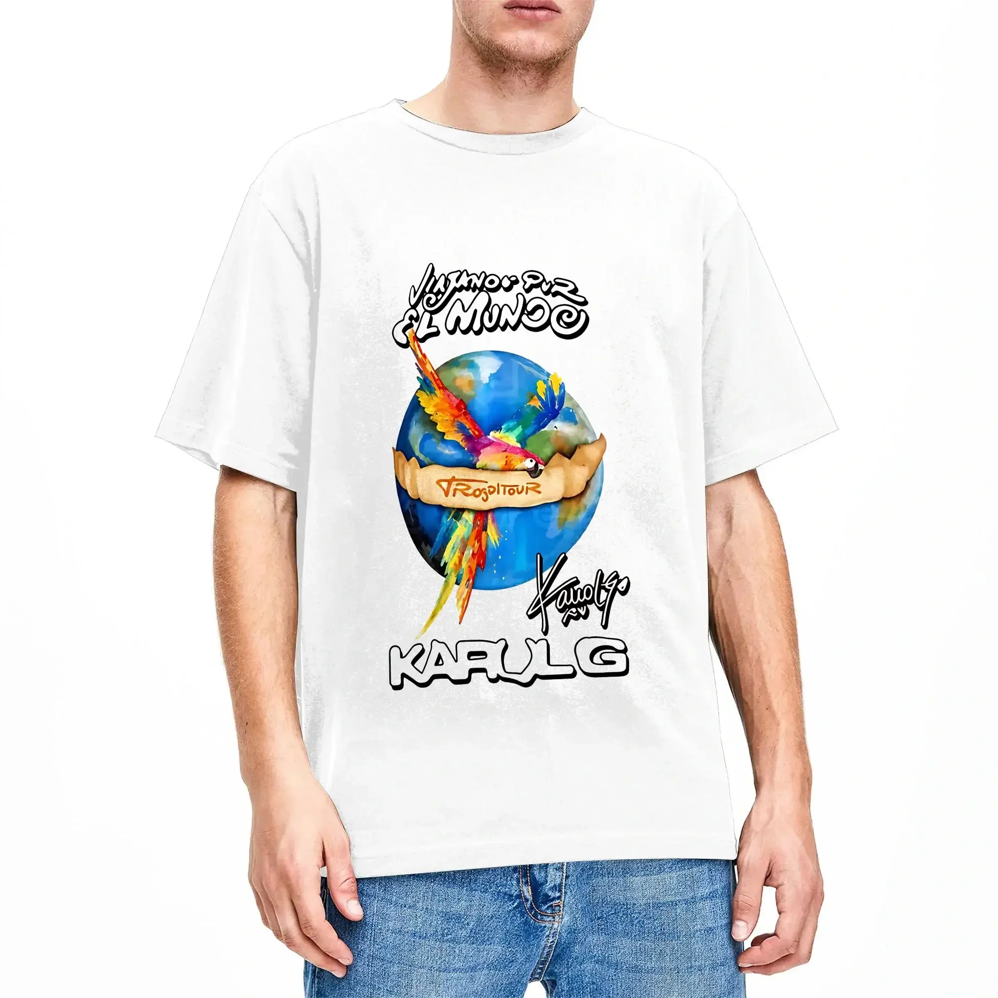 Singer K-Karol-G KG Men T Shirt  Vintage Tee Shirt Short Sleeve Crewneck T-Shirt Pure Cotton Printing Tops