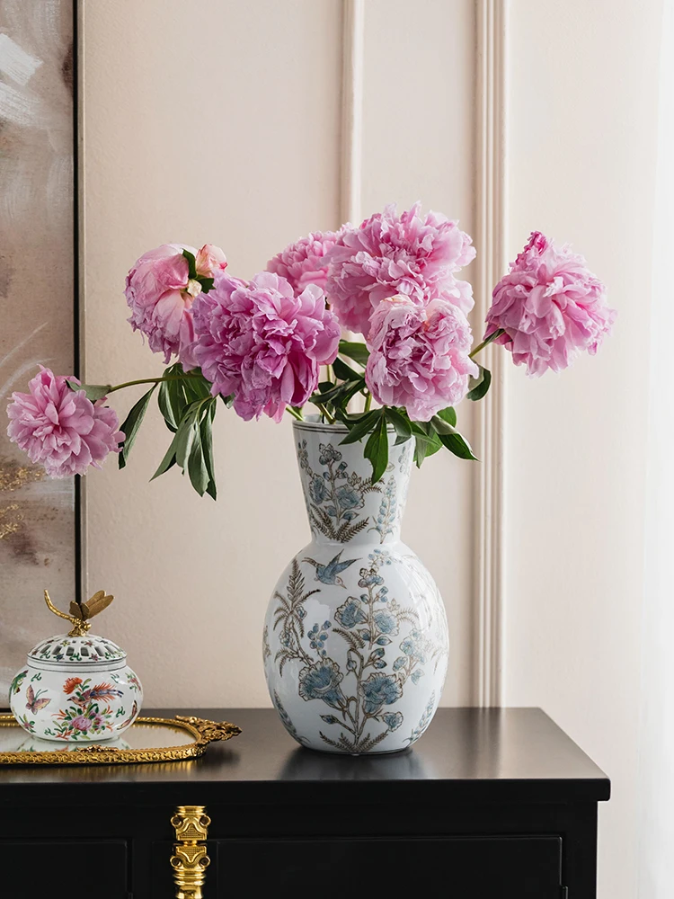 

Retro Chinese Sle Cerc Flower Vase High Temperature Glaze Living Room Decorative Tabletop Ornament for Fre Flowers