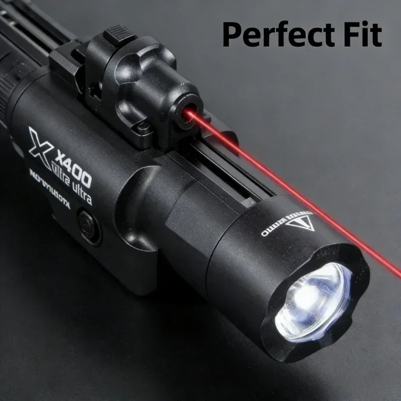 X400U Zwei-in-Eins Hochleistungs-Taschenlampe mit Laserpointer: Passend für 20mm-Schienen für CS-Wettkämpfe, Jagd, Spielzeug, Airsoft-Waffen & Spiele