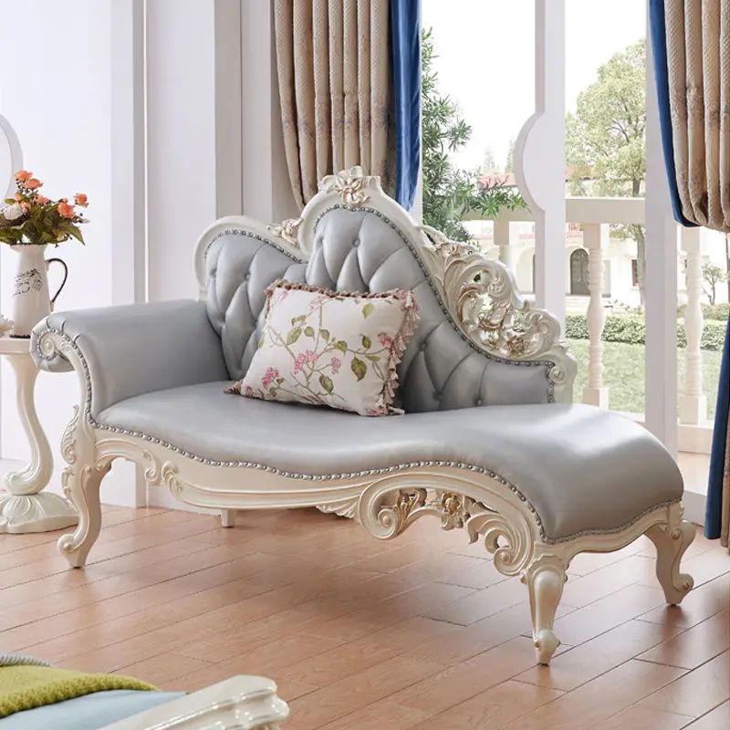 

Antique concubine reclining chair solid wood beauty couch single bedroom end of bed sofa small European concubine