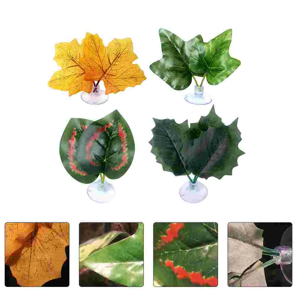 

4 Pcs Climbing Pet Box Simulation Leaf Fish Bowl Aquarium Breeding Habitat Hammock Tank Resting Plastic Bed