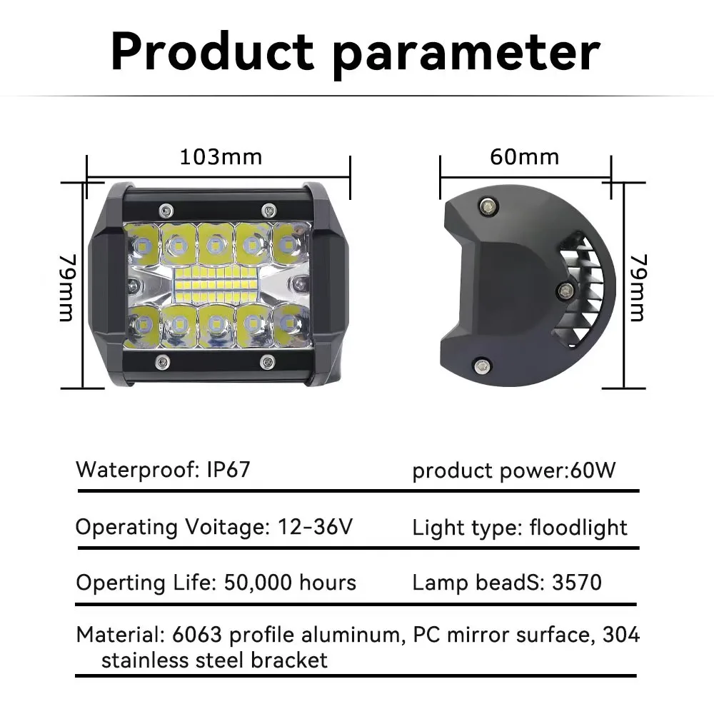 4 Inch LED Light Bar Spot Flood Spotlights Driving Light Fog Lamp Car Headlights LED For Off Road Truck Boat UTV ATV Motorcycle