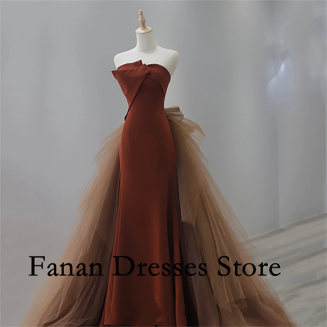 

FANAN Корейское вечернее платье без бретелек из крепового тюля Русалка Элегантный корсет Свадебные платья 웨딩드레스 Красивые платья невесты по индивидуальному заказу