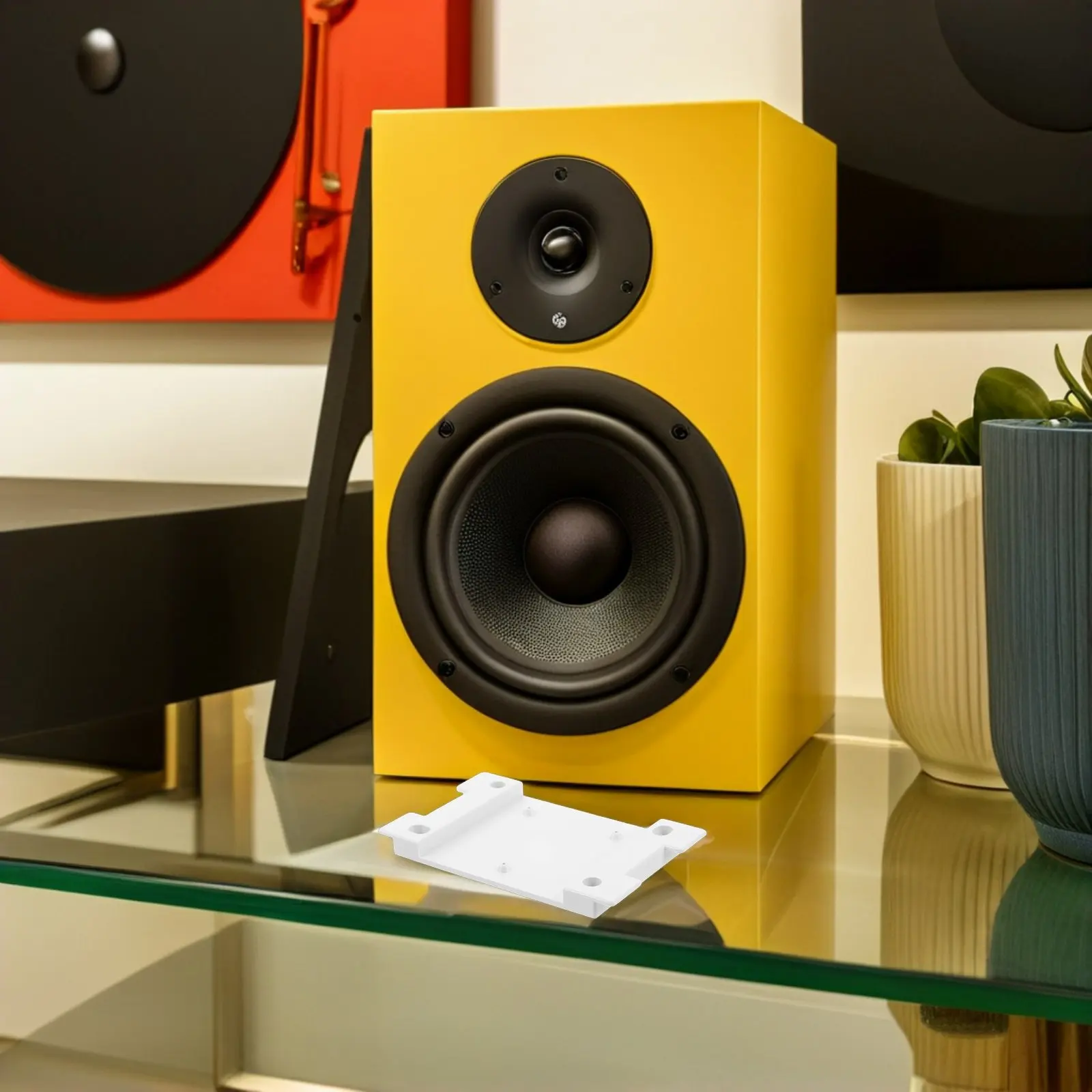 Soporte de pared para reproductor de CD, placa trasera fija de metal resistente, soporte que ahorra espacio para el hogar y la oficina, soporte para altavoces, soporte de pared