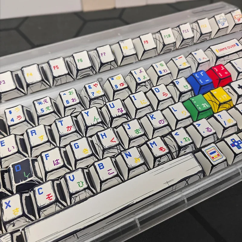 Pixel Gamer Theme Cherry 137 Keycaps for Mechanical Keyboard Game Keyboard Personality Custom Key Caps Work