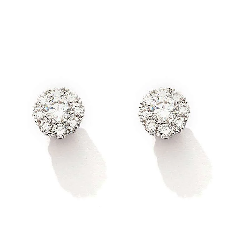 Fashion Snowflake 925 Sterling Silver Stud Earrings Round Simulated Diamond Earrings for Women Jewelry female Korea Earrings