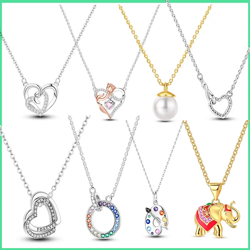 Herz-zu-Herz-Halskette aus 925er Sterlingsilber, originaler Liebesherz-Anhänger mit Kettengliedern für Damen, Hochzeit, Verlobung, edler Schmuck