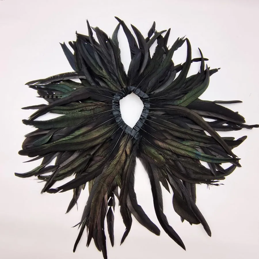 10Yards coda di gallo piuma rifiniture nastro su nastro piume di fagiano nero per artigianato passamaneria cucito natale carnevale decorare