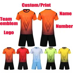 Ropa Deportiva personalizada para adultos y niños, ropa de entrenamiento de fútbol con logotipo, chándal de manga corta, DIY