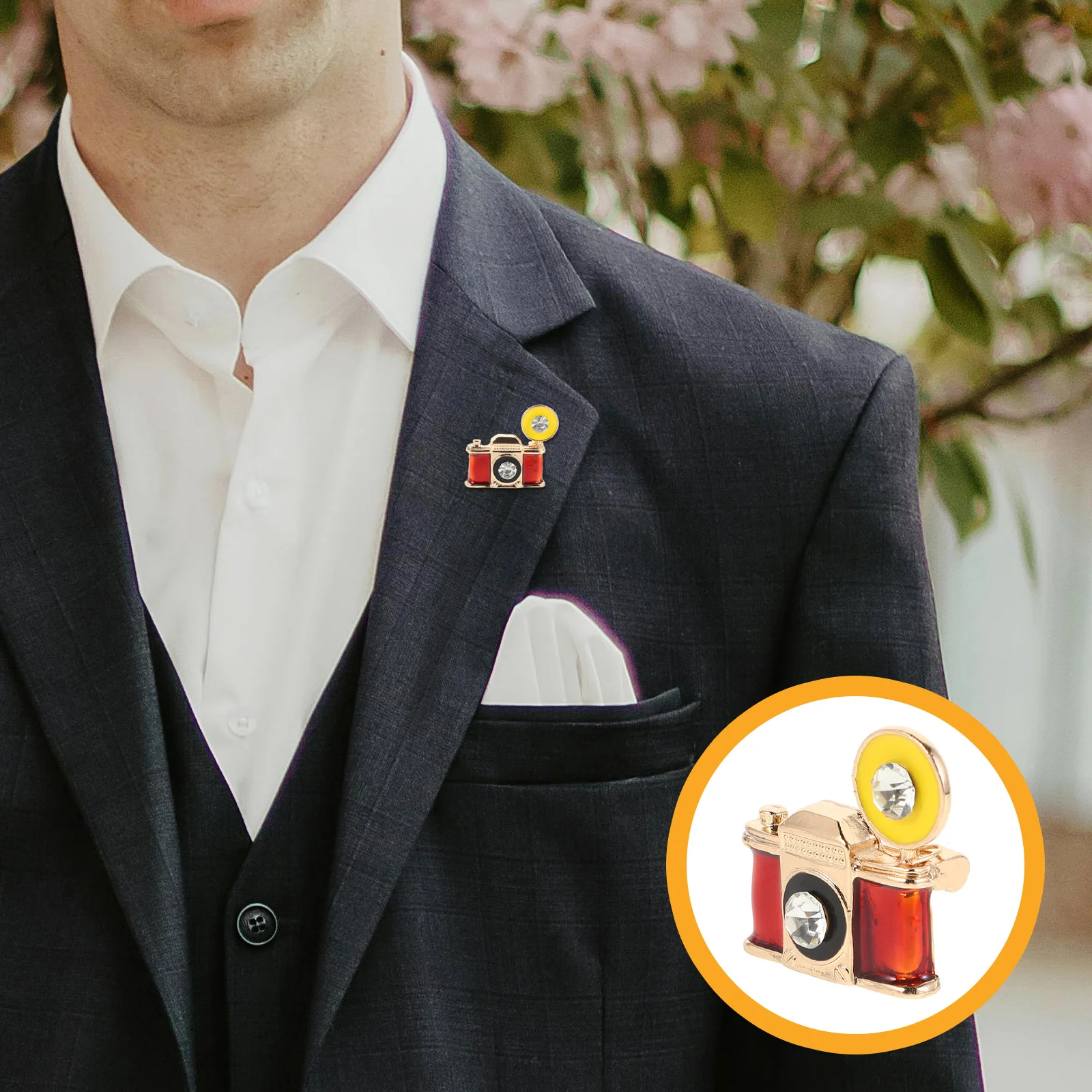 الرجعية كاميرا بروش دبوس المينا حجر الراين تصميم عشاق التصوير شارة التلبيب ملحق هدية للرجال النساء مثالية ل