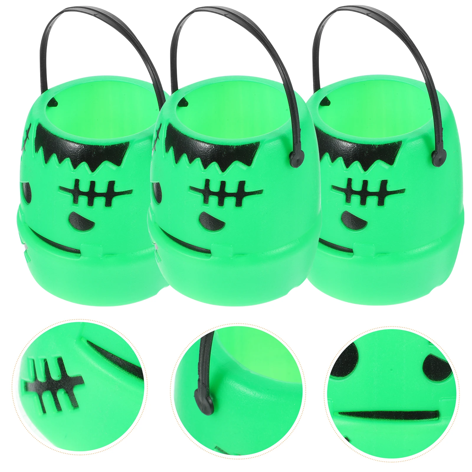 

Lifelike Pumpkin Candy Gift Bucket Halloween Storage Containers Green Plastic Holder Travel