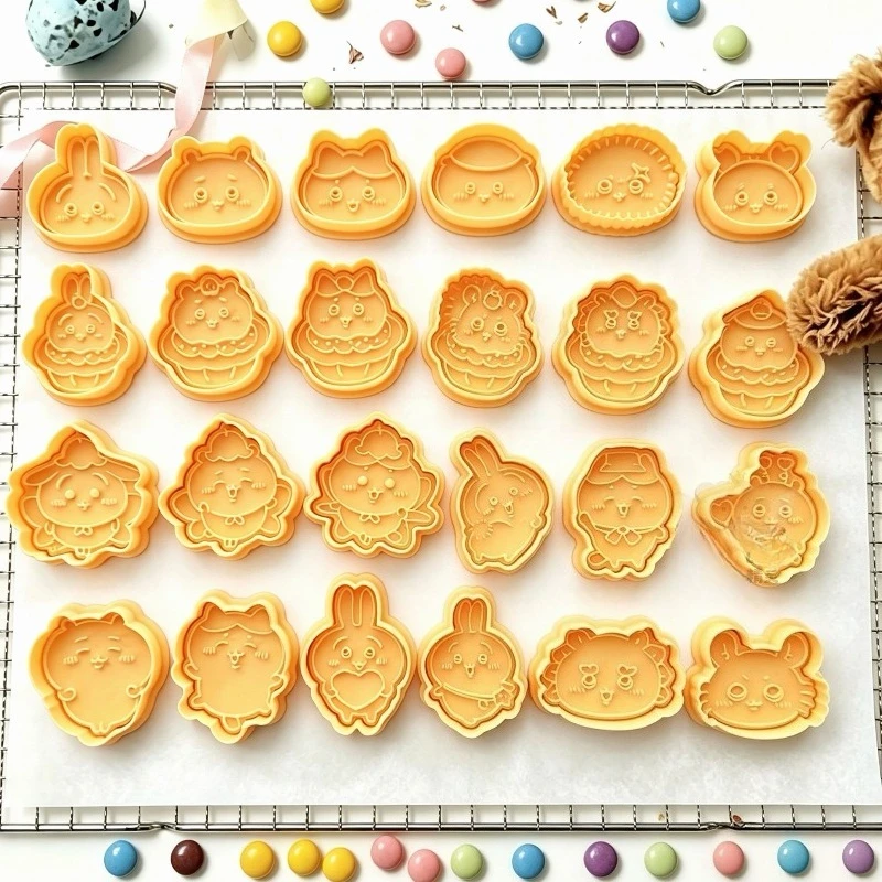 Anime Cartoon Kawaii Chiikawa Biscuit Hand Mould Not Resistant To High Temperature Plastic Push Type Clear Pattern Baking New