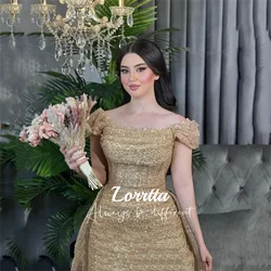 Lorrtta Abito da sposa a sirena senza spalline con paillettes glitterate con strascico rimovibile Abito da ballo con paillettes glitterate Serata di lusso personalizzata