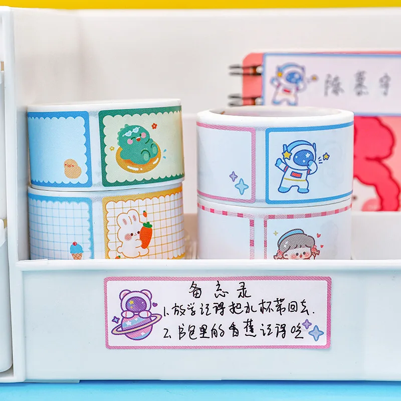 Cartoon Tape Name Sticker, Creative Multi-functional Message Index Sticker Ins Children's Cute Handwritten Label Sticker
