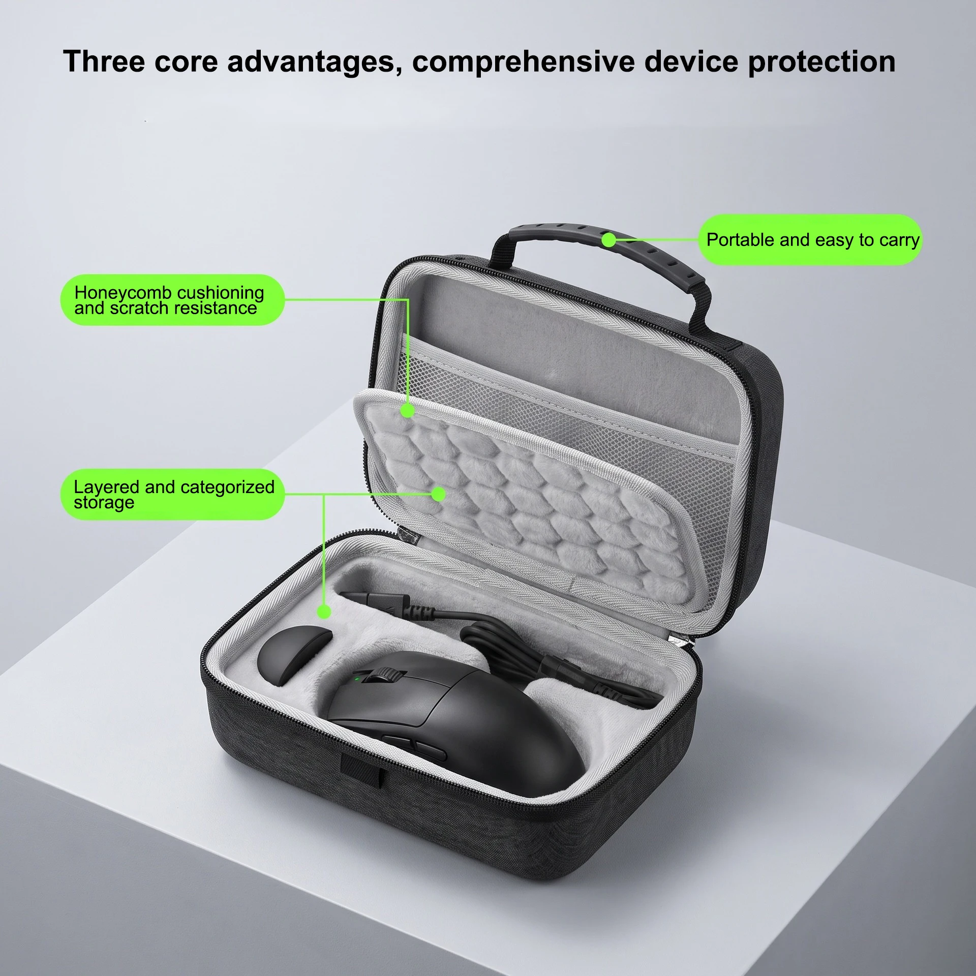 Hard EVA Mouse Bag For Razer Viper V4 Pro / V3 Pro,Shockproof Scratchproof Honeycomb Cushion Travel Storage Protective Bag