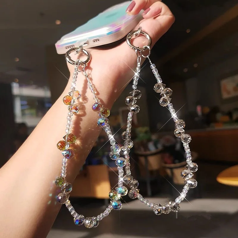 

Роскошный ремешок для телефона с хрустальными бусинами, подходящий для чехла для телефона и сумки, подвеска/подвеска, ремешок с защитой от потери и зажимом