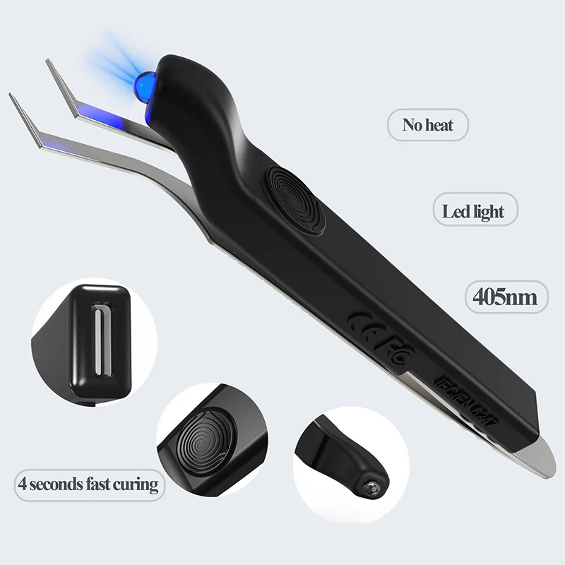 Lámpara con pinza para pestañas, Mini Gel inalámbrico de silicona, luz de curado rápido, lámpara de extensión de pestañas portátil de mano con interruptor de presión para uñas