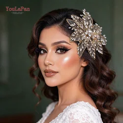 TOPQUEEN Zircon Wedding Headpiece Big Flower Shape Woman Headdress Bridal Hair Accessories Brides Hair Ornament Headband HP217