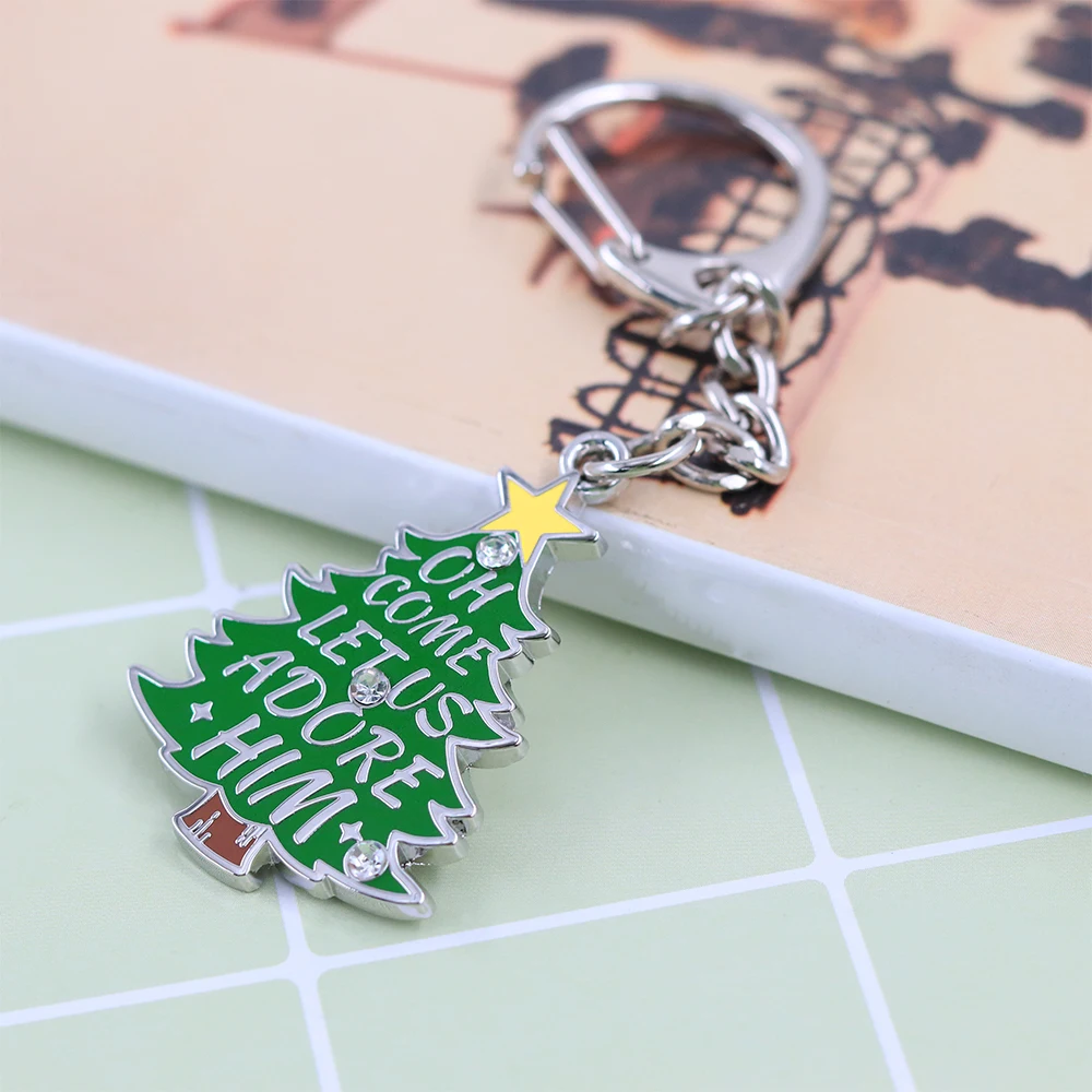 Oh Come Let Us Adore Him Christmas Tree Enamel Keychain A Christian Christmas Gift For Believers